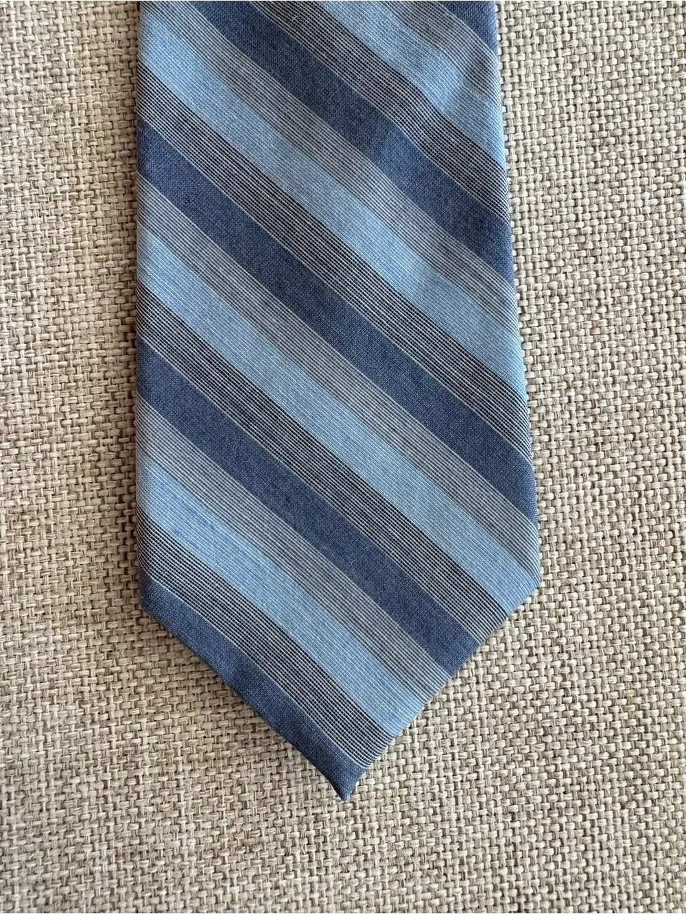 Allyn St George Blue Striped Tie Wool Silk Blend American Classic 3” Tie